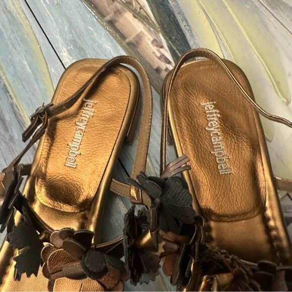 Jeffrey Campbell Copper Floral Embellished Sandals Women’s Size 9 - Picture 4 of 10